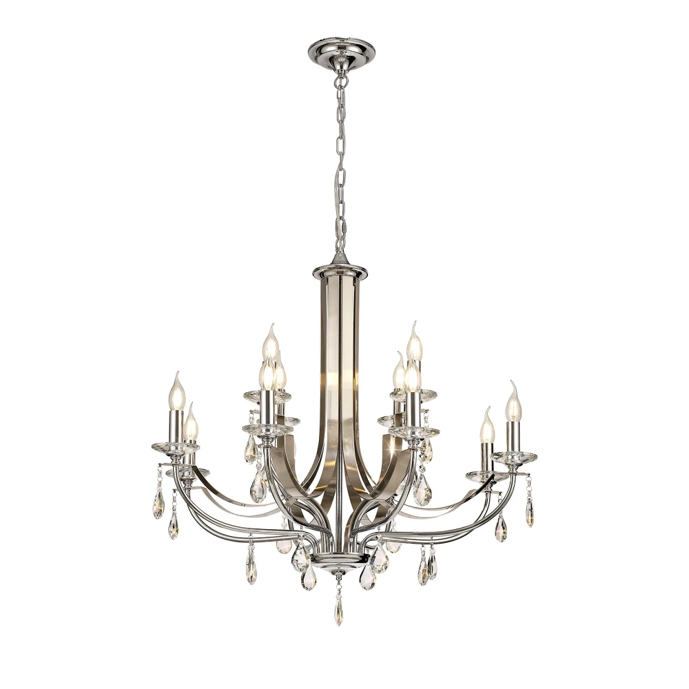 Kennedy Pendant 12 Light E14 Polished Chromesatin Nickelclear Crystal | Washington Lighting and Interiors Kennedy Pendant 12 Light E14 Polished Chromesatin Nickelclear Crystal | Washington Lighting and Interiors