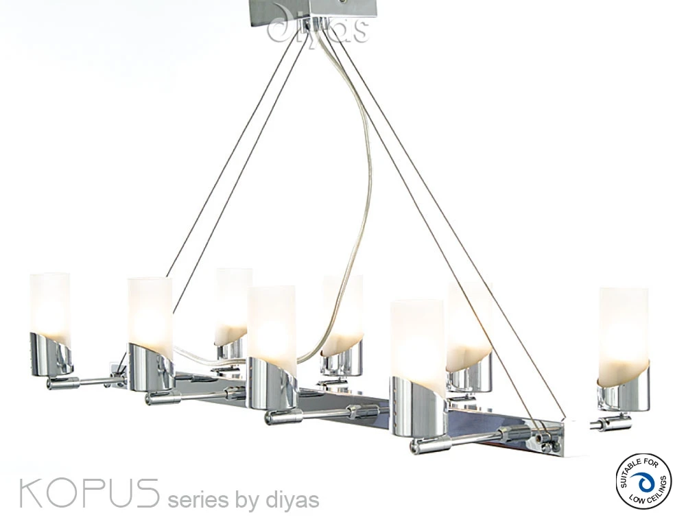 Pendant on Cable 8 Light Chromefrosted Glass | Washington Lighting and Interiors Pendant on Cable 8 Light Chromefrosted Glass | Washington Lighting and Interiors
