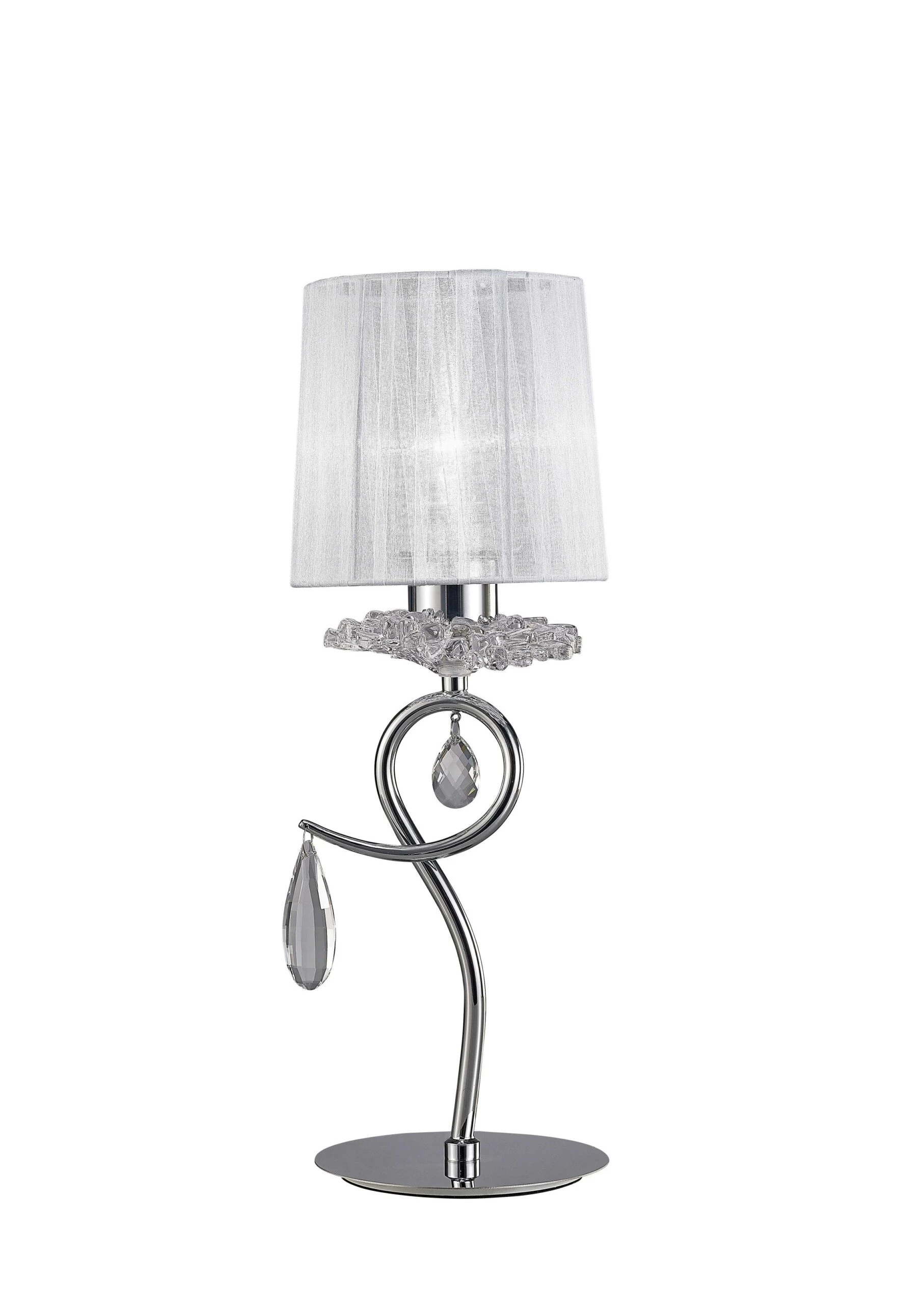 Table Lamp with White Shade in Polished Chromeclear Crystal | Washington Lighting and Interiors Table Lamp with White Shade in Polished Chromeclear Crystal | Washington Lighting and Interiors