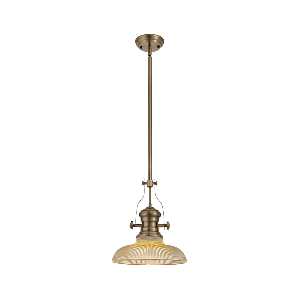 Lovat 1 Light Pendant E27 with 30cm Round Glass Shade Antique Brassamber | Washington Lighting and Interiors Lovat 1 Light Pendant E27 with 30cm Round Glass Shade Antique Brassamber | Washington Lighting and Interiors