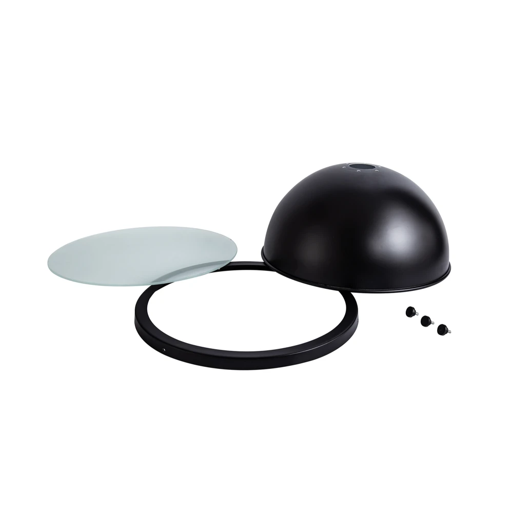 Lovat Round 31cm Matt Black Metal Shade with Frosted Glass Diffuser and Trim | Washington Lighting and Interiors Lovat Round 31cm Matt Black Metal Shade with Frosted Glass Diffuser and Trim | Washington Lighting and Interiors