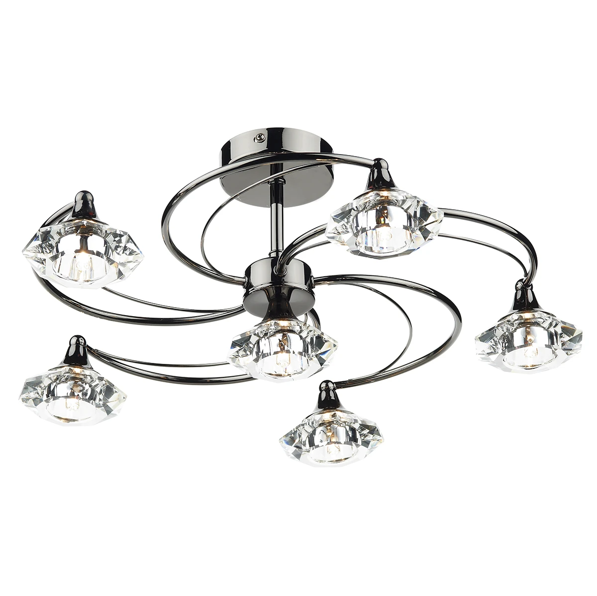 6 Arm Semi-flush Ceiling Light with Cut Crystal Glass | Washington Lighting and Interiors 6 Arm Semi flush Ceiling Light with Cut Crystal Glass | Washington Lighting and Interiors