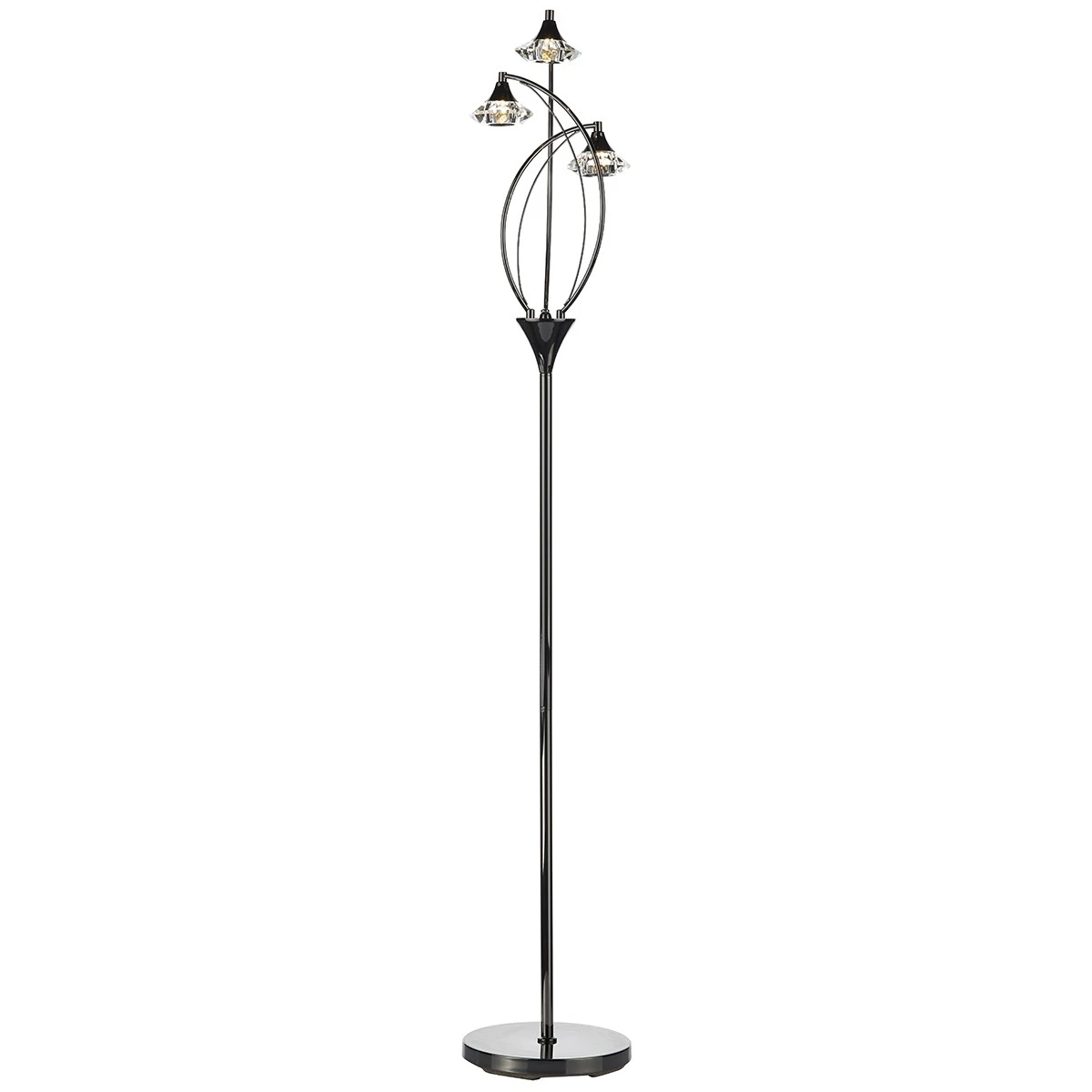 3 Light Floor Lamp in Black-chrome with Crystal Glass | Washington Lighting and Interiors 3 Light Floor Lamp in Black chrome with Crystal Glass | Washington Lighting and Interiors