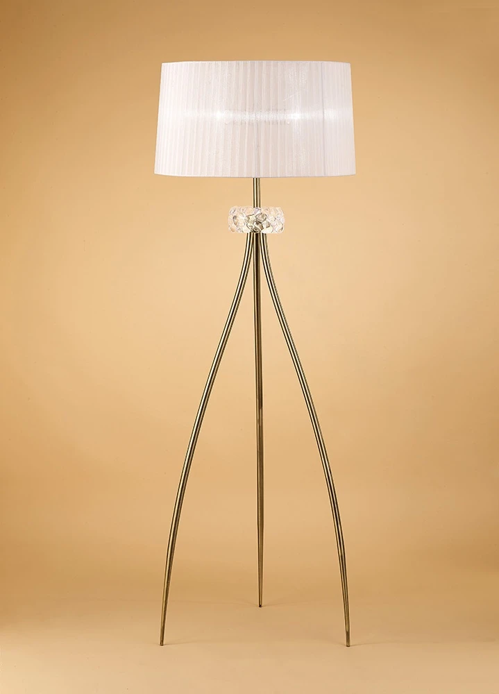 Floor Lamp 3 Light E27 Antique Brass with Cream Shade | Washington Lighting and Interiors Floor Lamp 3 Light E27 Antique Brass with Cream Shade | Washington Lighting and Interiors