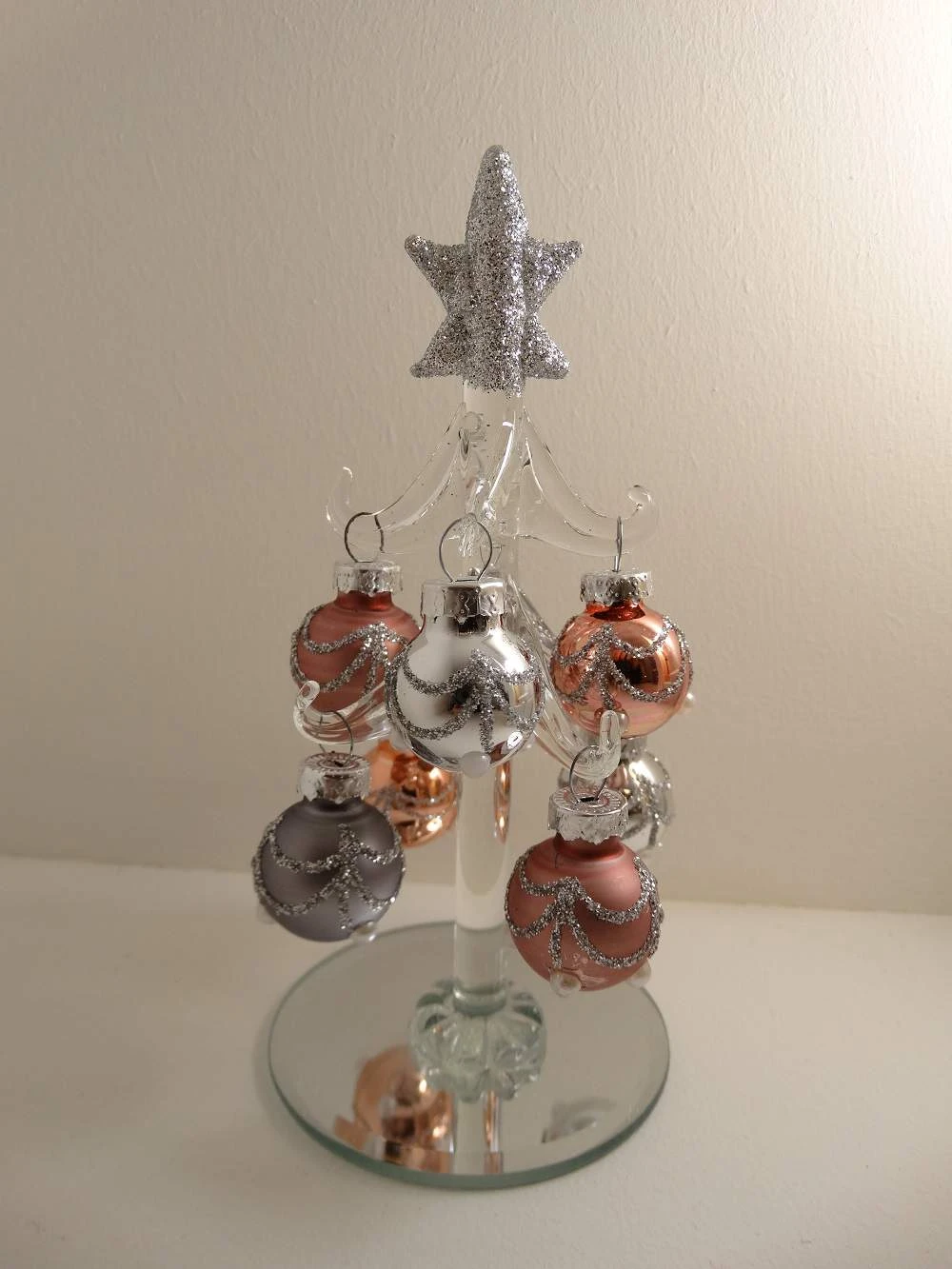 Mini Glass Christmas Tree Ornament Pinksilver | Washington Lighting and Interiors Mini Glass Christmas Tree Ornament Pinksilver | Washington Lighting and Interiors