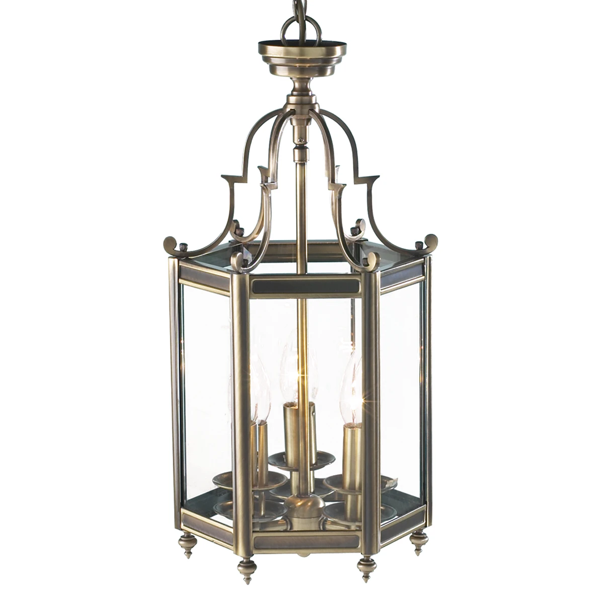Hexagonal Hall Lantern Dual Mount Antique Brass | Washington Lighting and Interiors Hexagonal Hall Lantern Dual Mount Antique Brass | Washington Lighting and Interiors