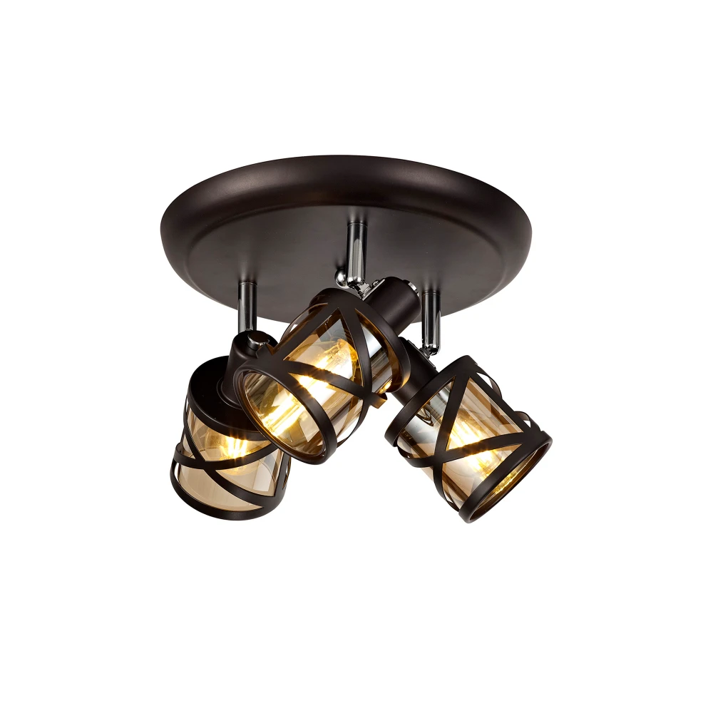 Norman 3 Light Round Spotlight E14 Oiled Bronzepolished Chromeamber | Washington Lighting and Interiors Norman 3 Light Round Spotlight E14 Oiled Bronzepolished Chromeamber | Washington Lighting and Interiors