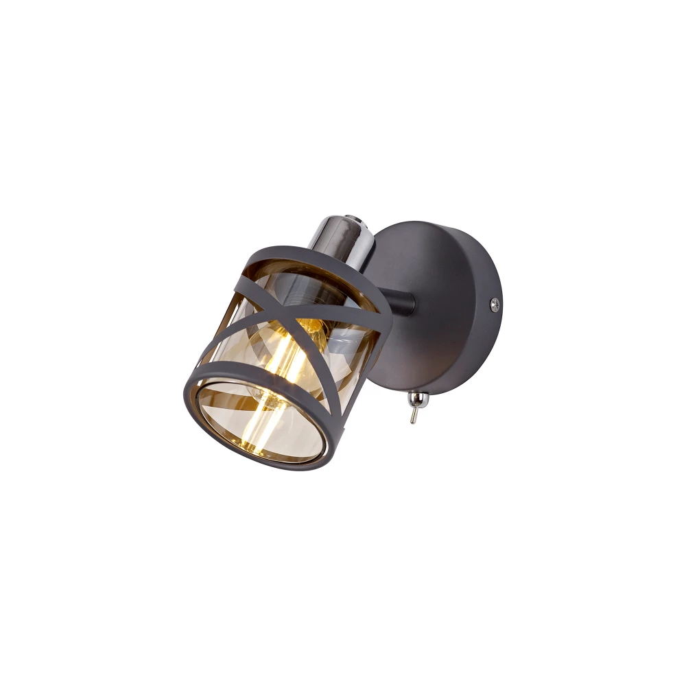 Norman 1 Light Switched Spotlight E14 Matt Greypolished Chromecognac | Washington Lighting and Interiors Norman 1 Light Switched Spotlight E14 Matt Greypolished Chromecognac | Washington Lighting and Interiors