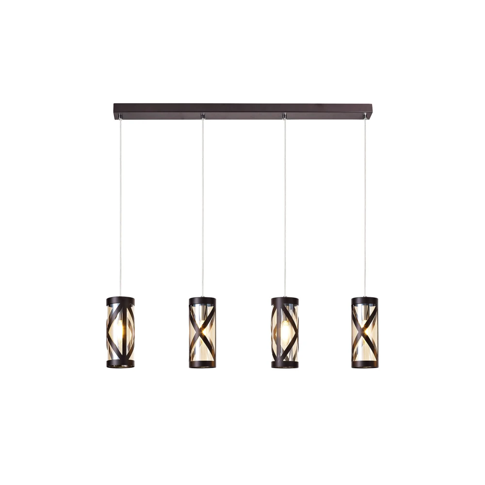 Norman 4 Light Bar Linear Pendant E14 Oiled Bronzepolished Chromeamber | Washington Lighting and Interiors Norman 4 Light Bar Linear Pendant E14 Oiled Bronzepolished Chromeamber | Washington Lighting and Interiors
