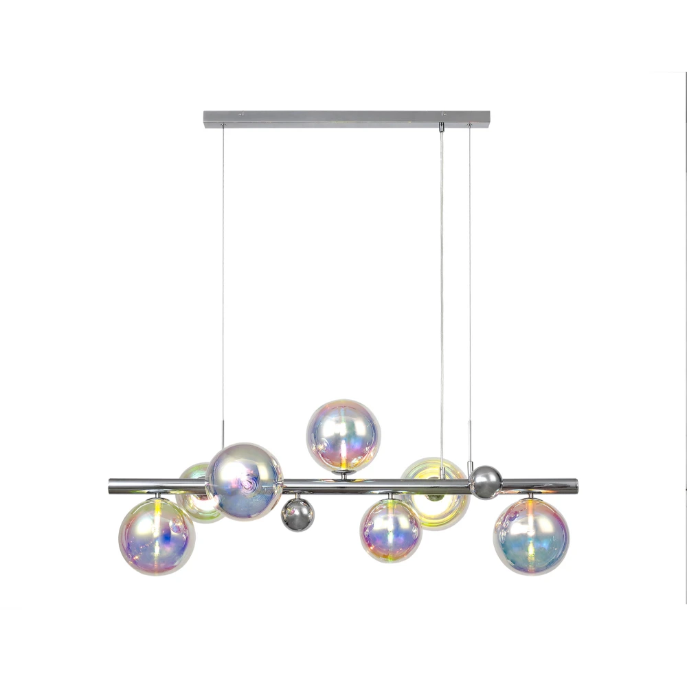 Ramsay Linear Pendant 7 X G9 Polished Chromeiridescent Glass | Washington Lighting and Interiors Ramsay Linear Pendant 7 X G9 Polished Chromeiridescent Glass | Washington Lighting and Interiors