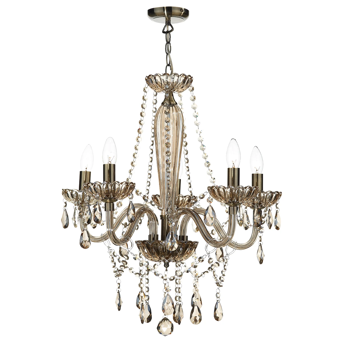 Traditional 5 Arm Chandelier with Champagne Crystal | Washington Lighting and Interiors Traditional 5 Arm Chandelier with Champagne Crystal | Washington Lighting and Interiors