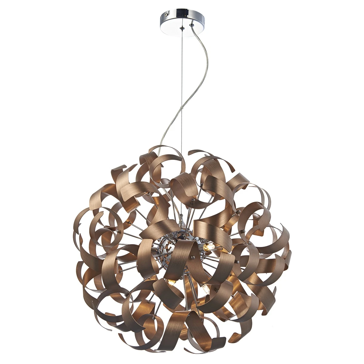 9 Light Ribbon Ceiling Pendant in Satin Copper | Washington Lighting and Interiors 9 Light Ribbon Ceiling Pendant in Satin Copper | Washington Lighting and Interiors