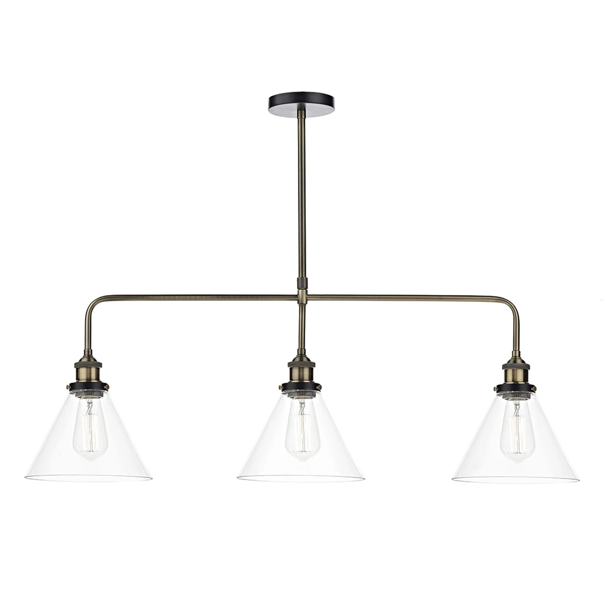 3 Light Bar Ceiling Pendant in Antique Brass-clear | Washington Lighting and Interiors 3 Light Bar Ceiling Pendant in Antique Brass clear | Washington Lighting and Interiors