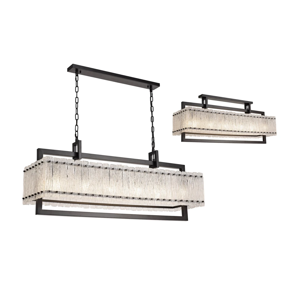Scottsbury Large Linear Pendant 12 Light E27 Matt Blackcrystal Sand Glass Item Weight 202kg | Washington Lighting and Interiors Scottsbury Large Linear Pendant 12 Light E27 Matt Blackcrystal Sand Glass Item Weight 202kg | Washington Lighting and Interiors