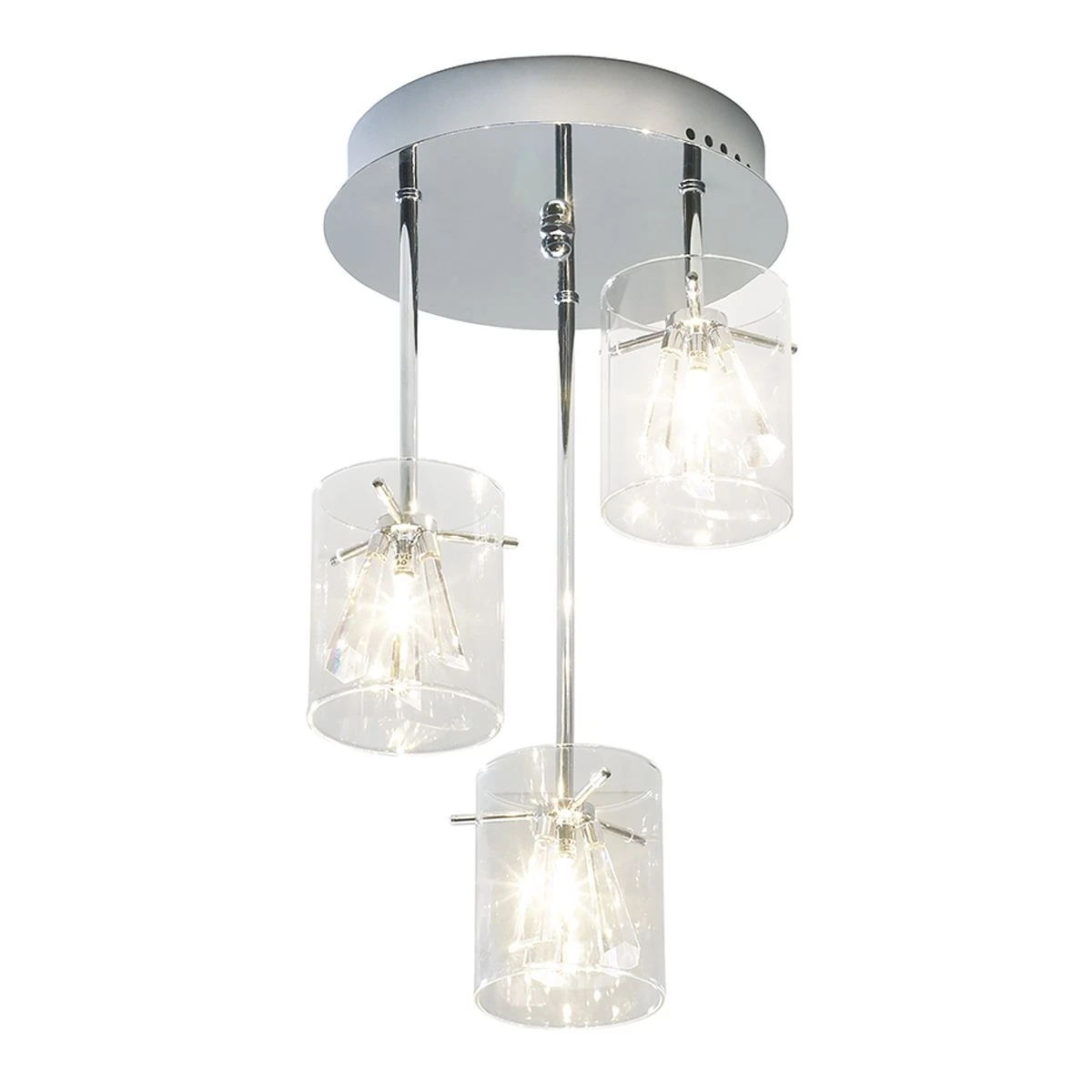 Modern 3 Light Semi-flush Ceiling Fitting with Crystal Drops | Washington Lighting and Interiors Modern 3 Light Semi flush Ceiling Fitting with Crystal Drops | Washington Lighting and Interiors