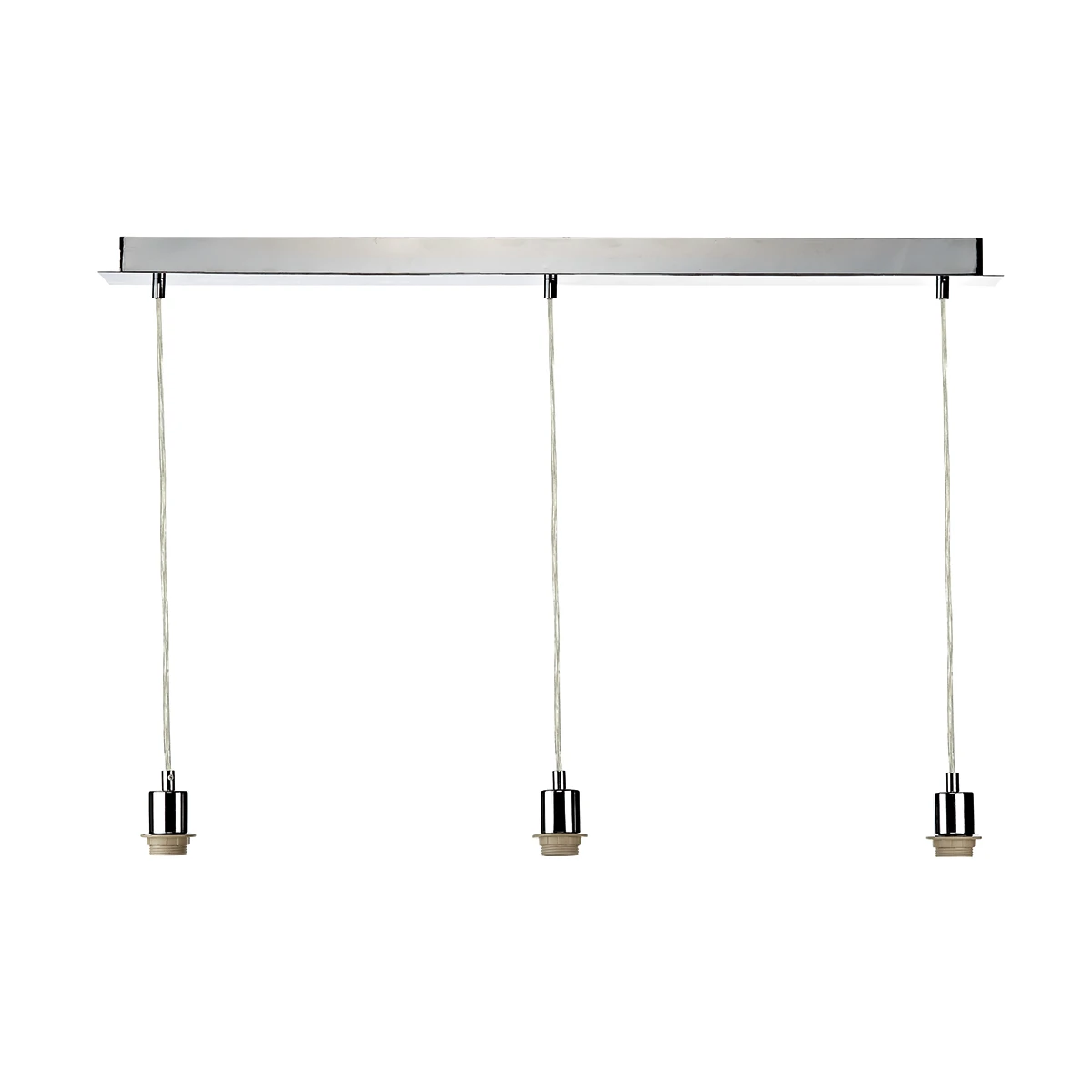 3 Light Polished Chrome E27 Suspension with Clear Cable | Washington Lighting and Interiors 3 Light Polished Chrome E27 Suspension with Clear Cable | Washington Lighting and Interiors