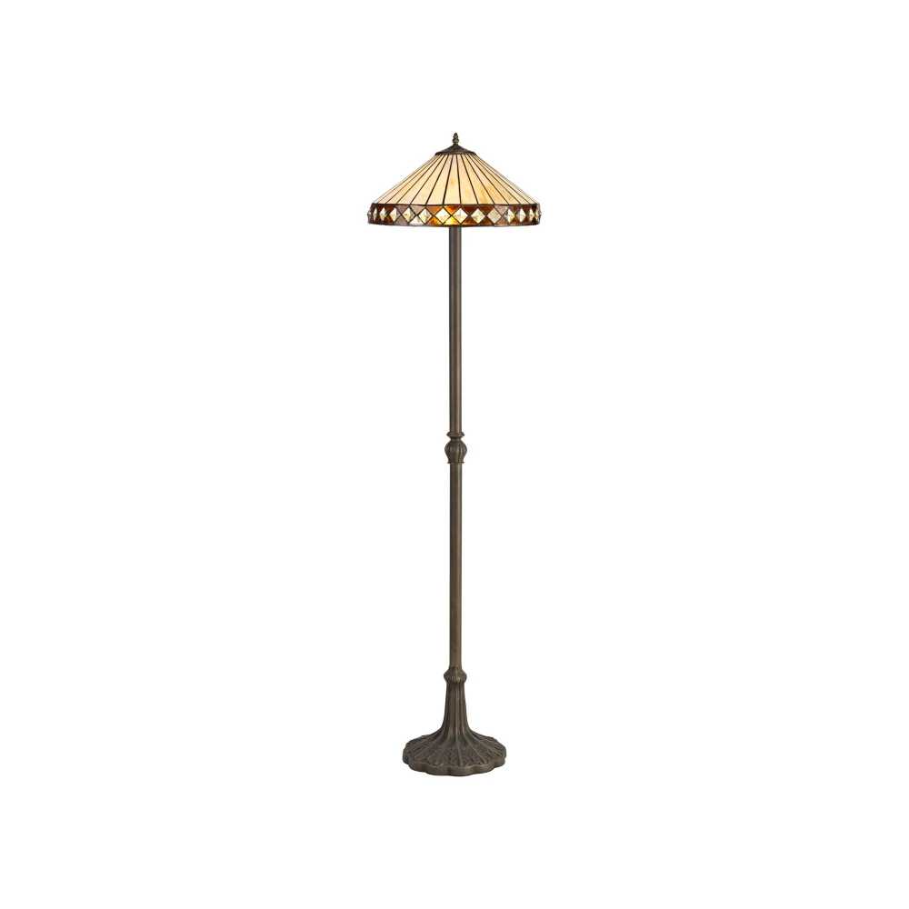Tanner 2 Light Leaf Design Floor Lamp E27 with 40cm Tiffany Shade Ambercreamcrystalaged Antique Brass | Washington Lighting and Interiors Tanner 2 Light Leaf Design Floor Lamp E27 with 40cm Tiffany Shade Ambercreamcrystalaged Antique Brass | Washington Lighting and Interiors