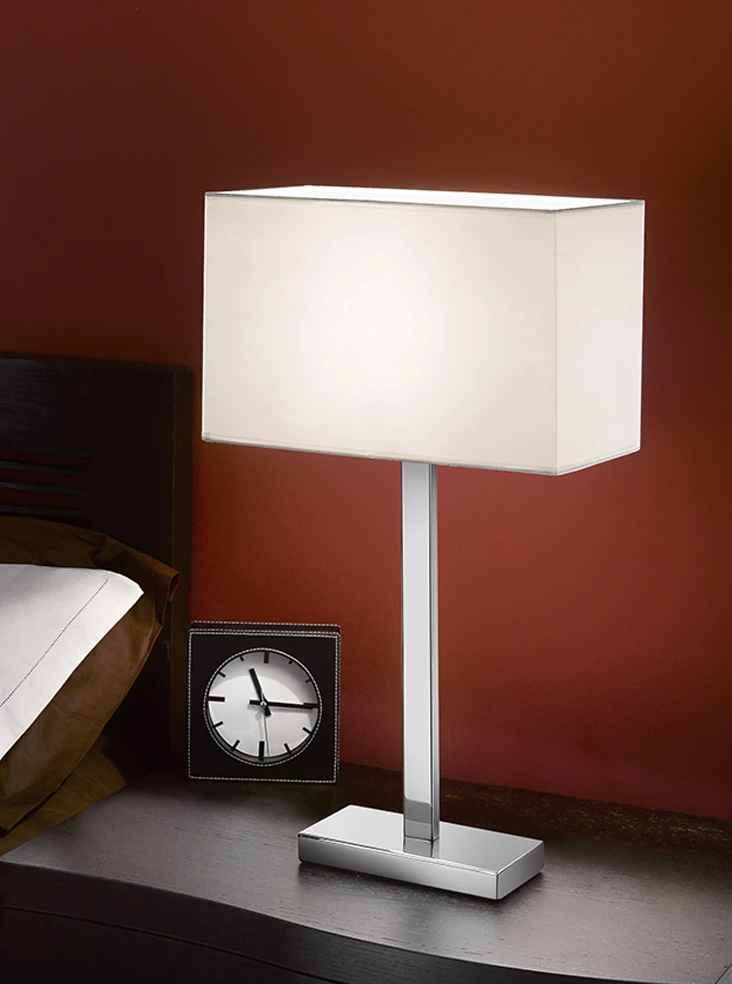 Chrome Table Lamp with Rectangular Fabric Shade | Washington Lighting and Interiors Chrome Table Lamp with Rectangular Fabric Shade | Washington Lighting and Interiors